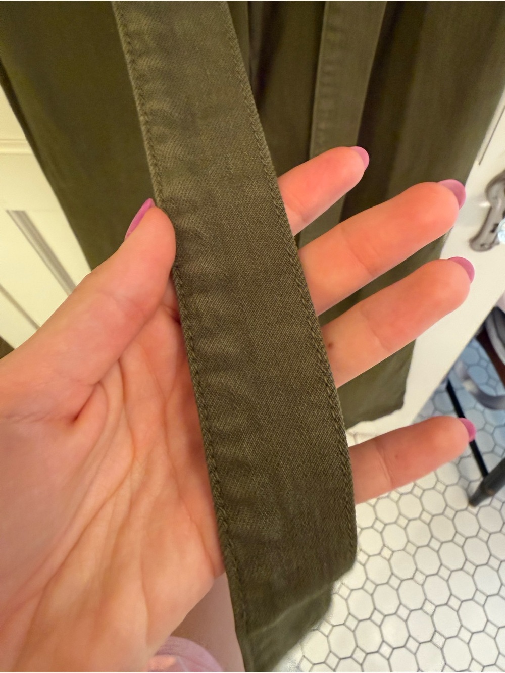 Alice + Olivia Olive Green Short-Sleeve Stretchy Denim Bell Bottom Jumpsuit - Picture 6 of 11